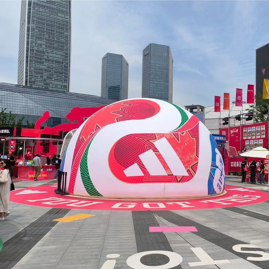 Giant World Cup Soccer Ball Inflatable Installation at Shanghai West Bund Dream Center