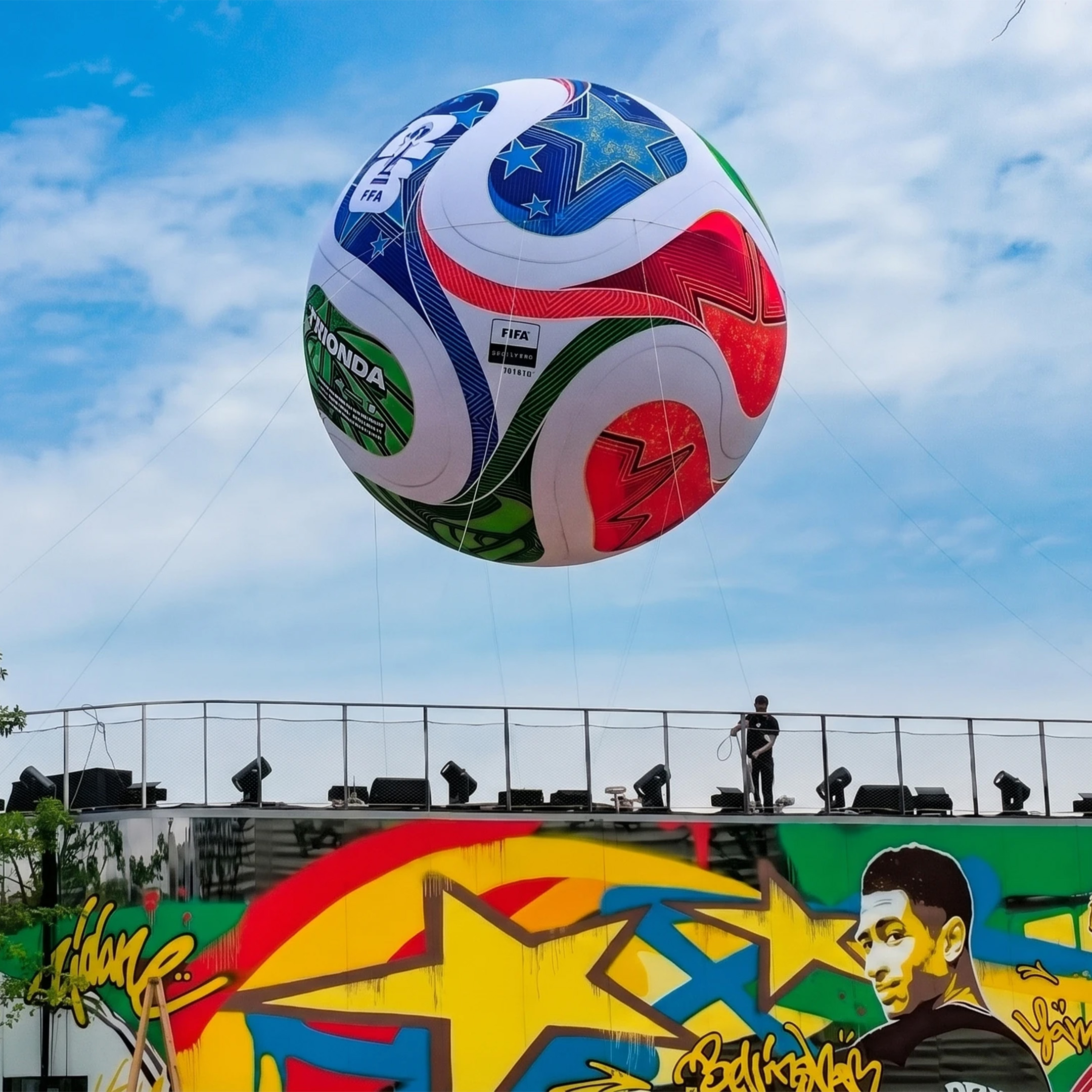 Giant World Cup Soccer Ball Inflatable Installation at Shanghai West Bund Dream Center